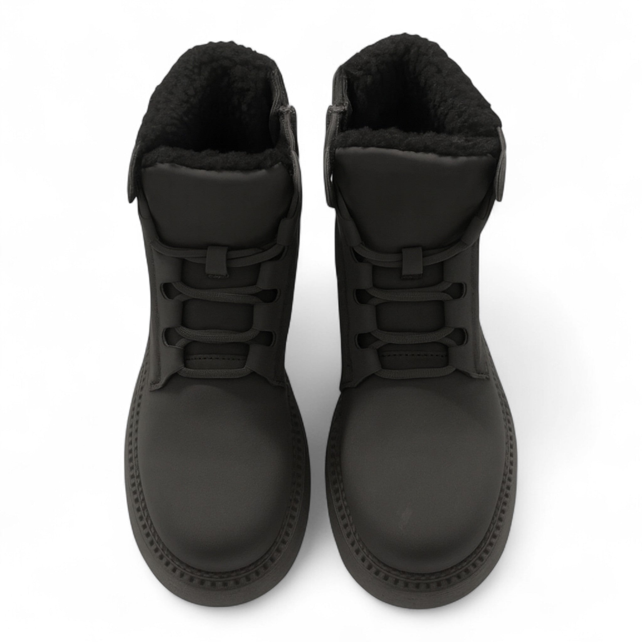 Ladies Dark Grey fleece-lined ankle boots with side zip and warm faux fur collar – stylish winter boots for women.